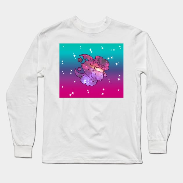 Sparkly Ombre Space Angel Cow Long Sleeve T-Shirt by saradaboru